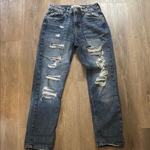 Refuge Denim Boyfriend Distressed Blue Jeans